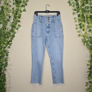 Abercrombie & Fitch Women's Light Blue Wash Mom Jeans High Rise Size 4R